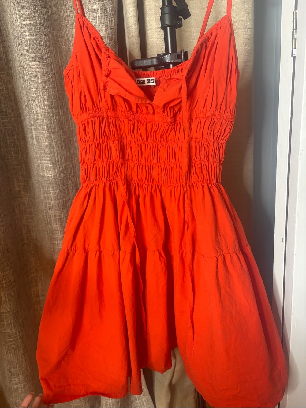Ciao Lucia Vibrant Orange Smocked Mini Dress